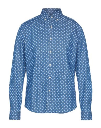 Shop Michael Kors Mens Man Denim Shirt Blue Size Xs Cotton, Elastane