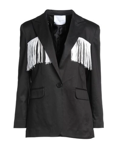 Gaelle Paris Gaëlle Paris Woman Blazer Black Size 4 Cotton, Viscose, Elastane In Black