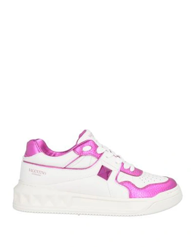 Shop Valentino Garavani Woman Sneakers Fuchsia Size 7.5 Soft Leather, Textile Fibers In Pink