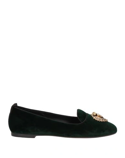 Shop Dolce & Gabbana Woman Loafers Dark Green Size 5.5 Textile Fibers