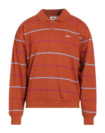 Shop Obey Man Sweatshirt Rust Size L Cotton In Red