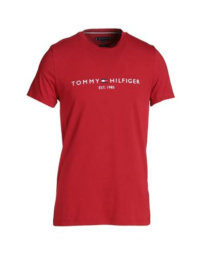 Shop Tommy Hilfiger Tommy Logo T-shirt Man T-shirt Red Size L Cotton
