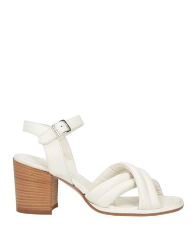 Shop Lemaré Woman Sandals Cream Size 6 Soft Leather In White