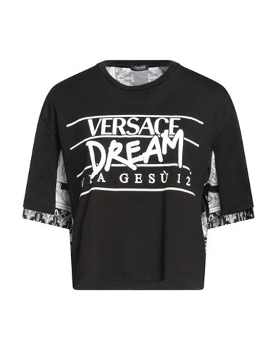 Shop Versace Woman T-shirt Black Size 8 Cotton