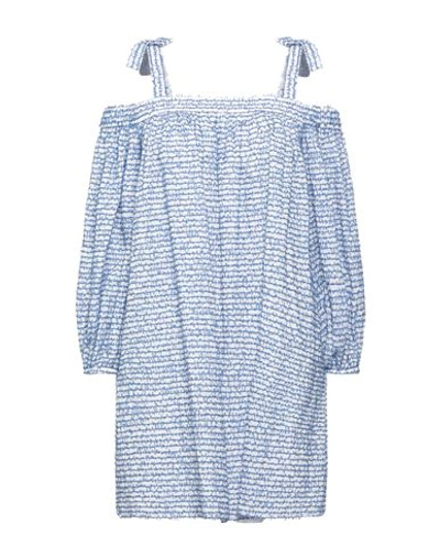 Shop Boutique Moschino Woman Mini Dress Azure Size 10 Polyamide, Cotton, Polyester, Acrylic In Blue
