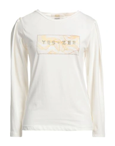 Shop Yes Zee By Essenza Woman T-shirt Ivory Size L Cotton, Elastane In White