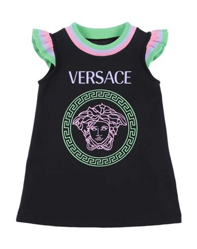 Shop Versace Young Newborn Girl Baby Dress Black Size 3 Cotton, Elastane, Polyamide