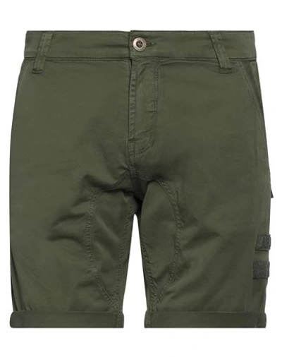 Shop Alpha Industries Man Shorts & Bermuda Shorts Military Green Size 31 Cotton, Elastane