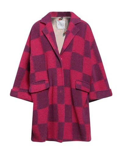 Shop De' Hart Woman Coat Fuchsia Size 4 Virgin Wool, Polyester, Acrylic In Pink