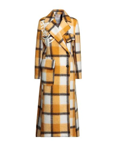 Shop De' Hart Woman Coat Yellow Size 6 Polyester, Wool