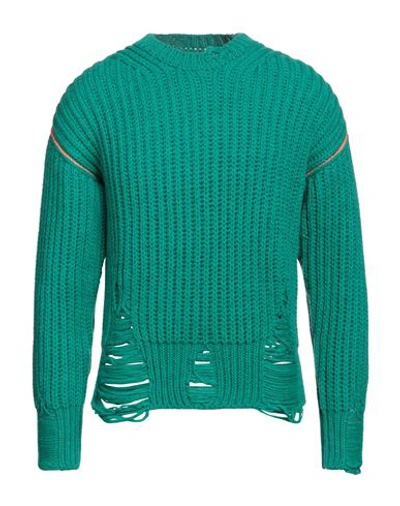 Shop Msgm Man Sweater Emerald Green Size L Acrylic, Wool, Alpaca Wool