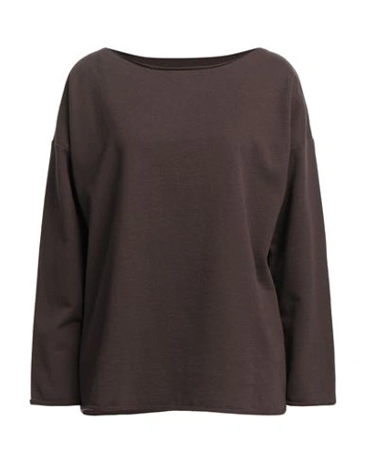 Shop Juvia Woman Sweatshirt Dark Brown Size M Cotton, Polyester