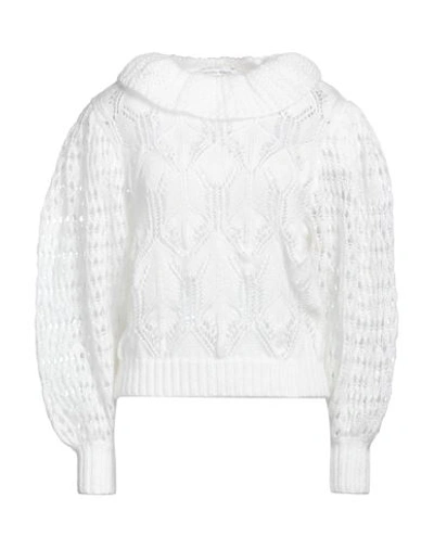 Shop Alberta Ferretti Woman Sweater White Size 10 Mohair Wool, Polyamide, Virgin Wool
