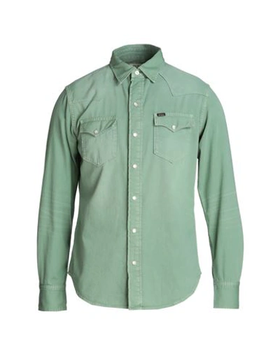 Shop Polo Ralph Lauren Classic Fit Denim Western Shirt Man Denim Shirt Sage Green Size L Cotton