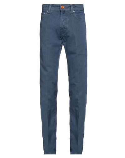 Shop Jacob Cohёn Man Pants Slate Blue Size 31 Cotton