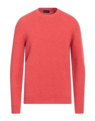 Shop Roberto Collina Man Sweater Coral Size 42 Cotton, Nylon, Elastane In Red