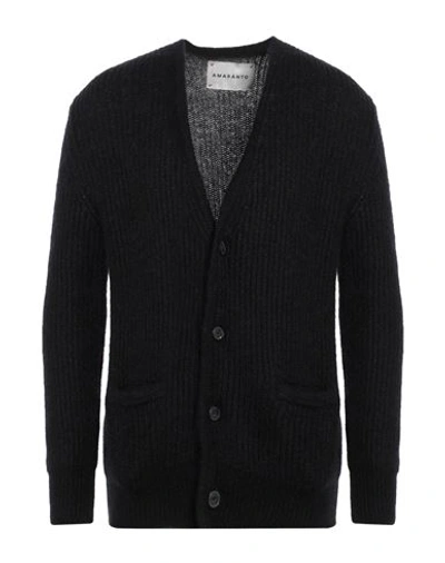 Shop Amaranto Man Cardigan Black Size Xl Mohair Wool, Polyamide, Wool