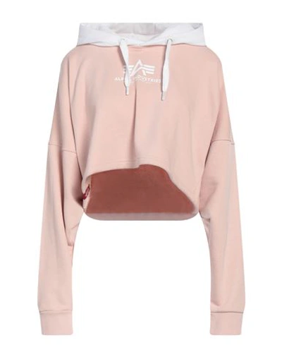 Shop Alpha Industries Woman Sweatshirt Blush Size L Cotton, Polyester In Pink