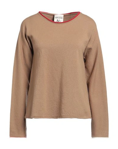 Shop Semicouture Woman Sweater Camel Size M Virgin Wool In Beige