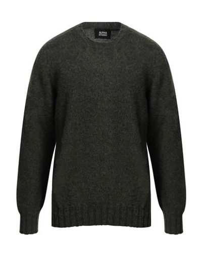Shop Alpha Studio Man Sweater Dark Green Size 42 Wool