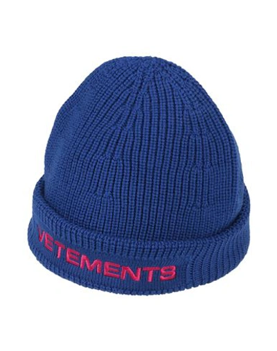 Shop Vetements Woman Hat Bright Blue Size Onesize Merino Wool