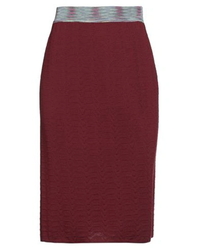 Shop M Missoni Woman Midi Skirt Burgundy Size 4 Viscose, Wool, Polyamide In Red