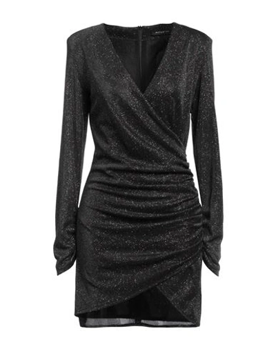 Shop Actualee Woman Mini Dress Black Size 8 Polyamide, Metallic Fiber
