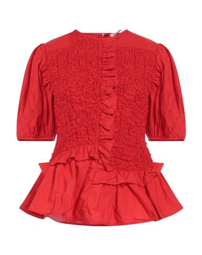 Shop Cecilie Bahnsen Woman Top Red Size 8 Cotton, Elastane, Polyamide