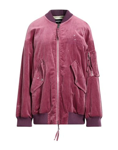 Dsquared2 Oversized Cotton Velvet Bomber Jacket In Pink