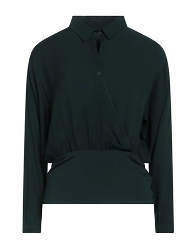 Shop Niū Woman Shirt Dark Green Size M Acetate, Silk, Modal, Elastane