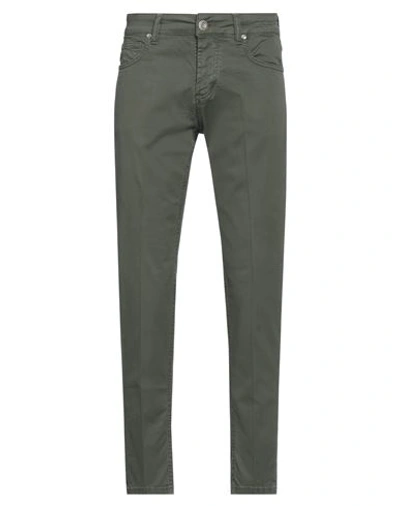 Shop Massimo Brunelli Man Pants Military Green Size 30 Cotton, Elastane