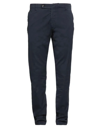 Shop Berwich Man Pants Navy Blue Size 40 Cotton, Silk, Elastane