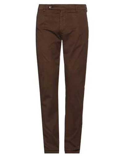 Shop Berwich Man Pants Cocoa Size 36 Cotton, Silk, Elastane In Brown