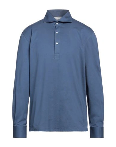 Shop Brunello Cucinelli Man Polo Shirt Slate Blue Size S Cotton