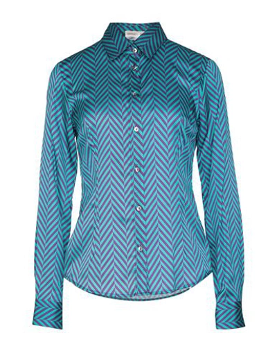Shop Camicettasnob Woman Shirt Green Size 4 Viscose, Silk, Elastane