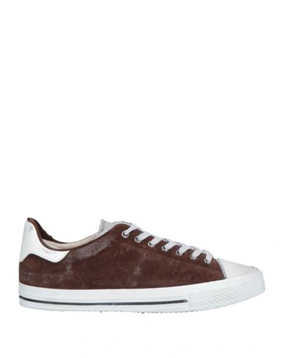 Shop Hidnander Man Sneakers Cocoa Size 9 Textile Fibers, Soft Leather In Brown