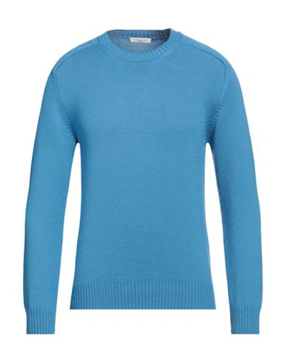 Shop Paolo Pecora Man Sweater Azure Size Xxl Virgin Wool In Blue