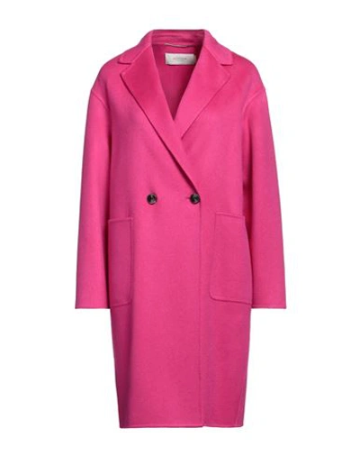 Shop Agnona Woman Coat Fuchsia Size 4 Cashmere In Pink