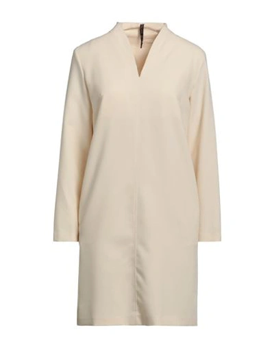 Shop Manila Grace Woman Mini Dress Beige Size 8 Polyester, Viscose, Elastane