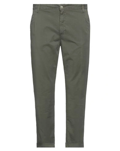 Shop Stilosophy Man Pants Military Green Size 38 Cotton, Elastane