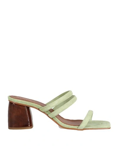 Alohas Woman Sandals Light Green Size 10 Soft Leather In Green