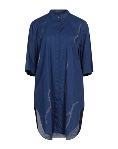 Shop Suzusan Woman Mini Dress Midnight Blue Size M Cotton, Linen, Ramie