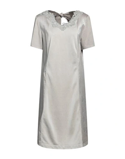 Shop Elisa Cavaletti By Daniela Dallavalle Woman Midi Dress Dove Grey Size 6 Linen, Cotton, Elastane
