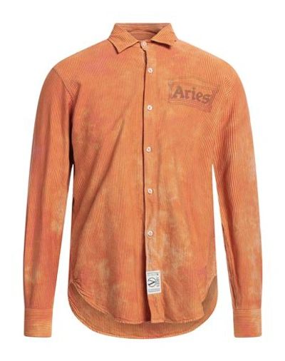 Shop Aries Man Shirt Orange Size M Cotton
