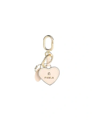 Shop Furla Camelia Keyring Heart Woman Key Ring Light Pink Size - Metal, Leather