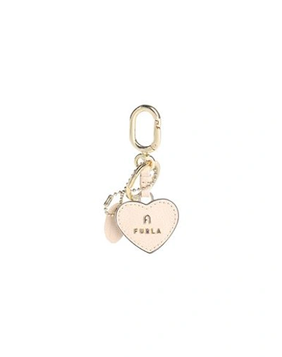 Furla Camelia Keyring Heart Woman Key Ring Light Pink Size - Metal, Leather In Pink