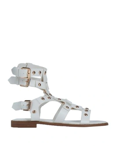 Keys Woman Sandals White Size 10 Textile Fibers In White