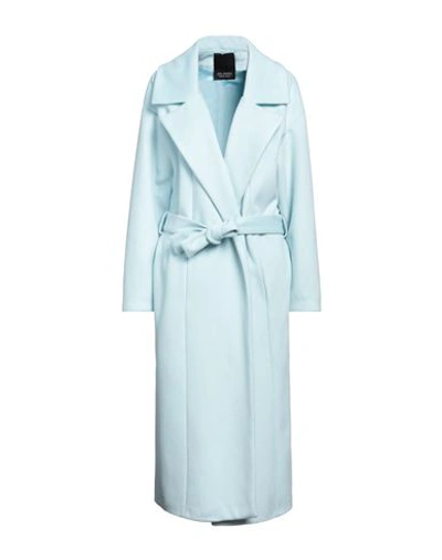 Yes London Woman Coat Sky Blue Size 8 Polyester, Viscose In Blue