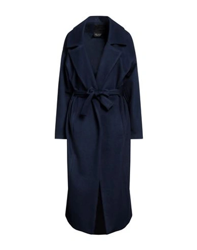 Shop Yes London Woman Coat Navy Blue Size 10 Polyester, Viscose