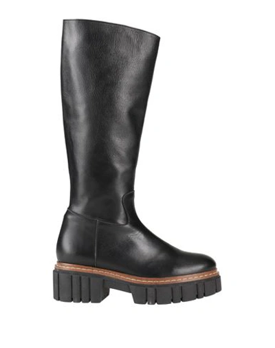 Civico14 Woman Knee Boots Black Size 7 Soft Leather In Black